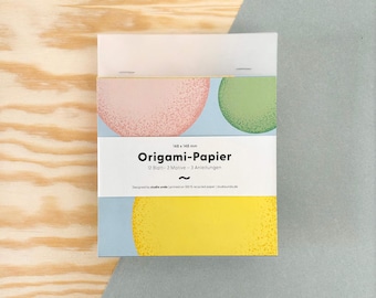 Kit de origami, cuadrado de 15 x 15 cm, patrones impresos en papel reciclado mediante métodos ecológicos, 12 hojas, 2 diseños, 3 hojas de instrucciones.