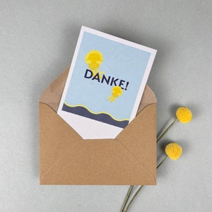 Postkarten-Set mit Umschlag und Sticker, sag "Danke", Karte im DIN A6 Format zum Geschenk, Recyclingpapier, umweltfreundlich gedruckt
