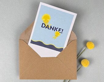 Juego de postales con sobre y pegatina con texto "Gracias", tarjeta en formato DIN A6 para regalo, papel reciclado, impresión respetuosa con el medio ambiente