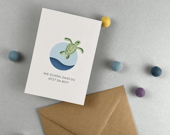 Conjunto de postales con sobre y pegatina | Tarjeta de nacimiento | DIN A6 | Felicitaciones por tu nacimiento | Papel reciclado, impreso de forma respetuosa con el medio ambiente.