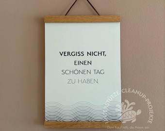 Póster tipográfico marítimo DIN A4, decoración de pared con texto "No olvides tener un buen día", póster con o sin barra de póster