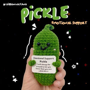 Emotional Support Pickle Häkelanleitung, süsses emotionales Support Obst, PDF Anleitung, Handgemachtes Weihnachtsgeschenk, Pickle Mit Positiven Botschaften