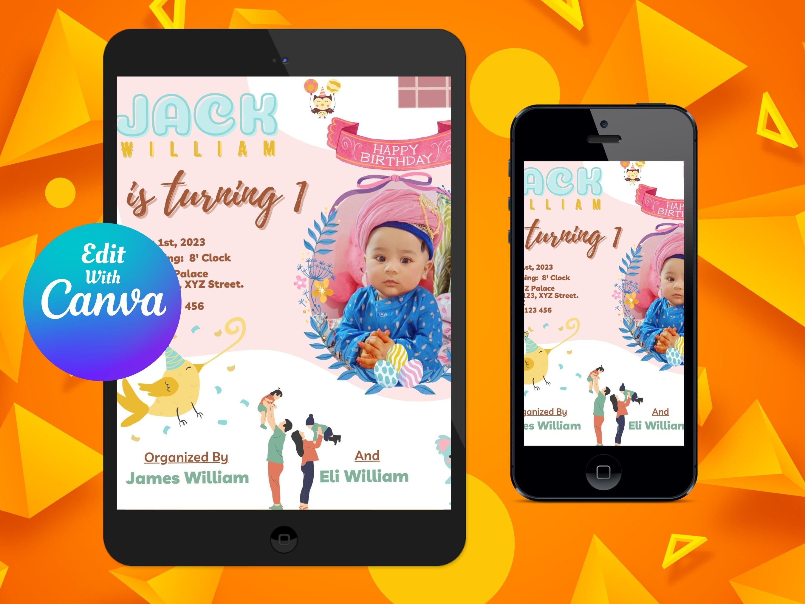 Editable Birthday Invitation Digital Card BD0002 Etsy UK