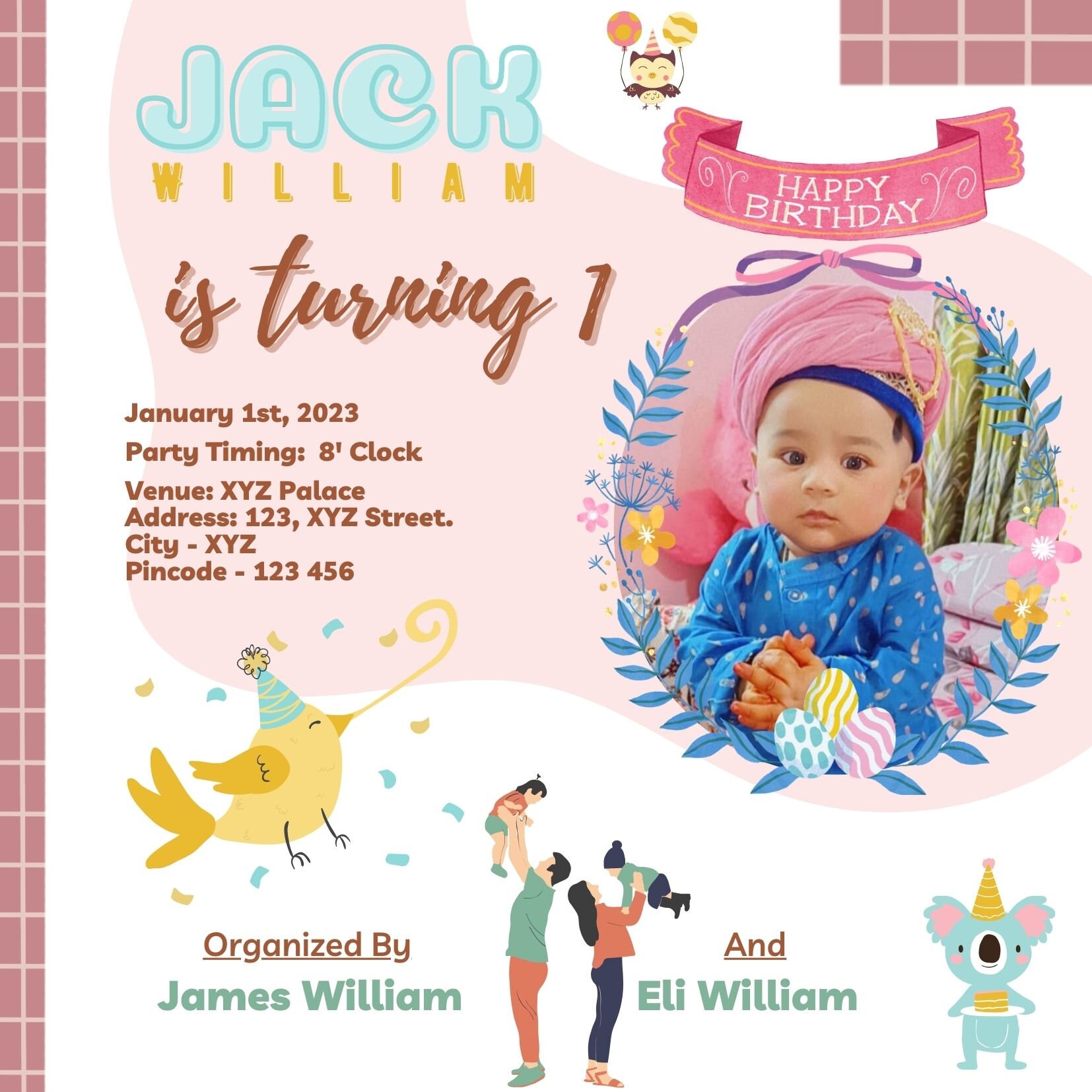 Editable Birthday Invitation Digital Card BD0002 Etsy UK