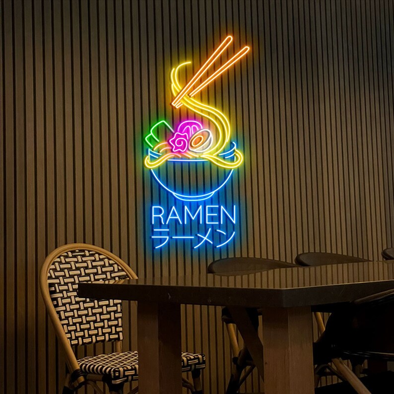 Ramen Custom Neon Sign Japanese Noodle Wall Art Neon Led - Etsy