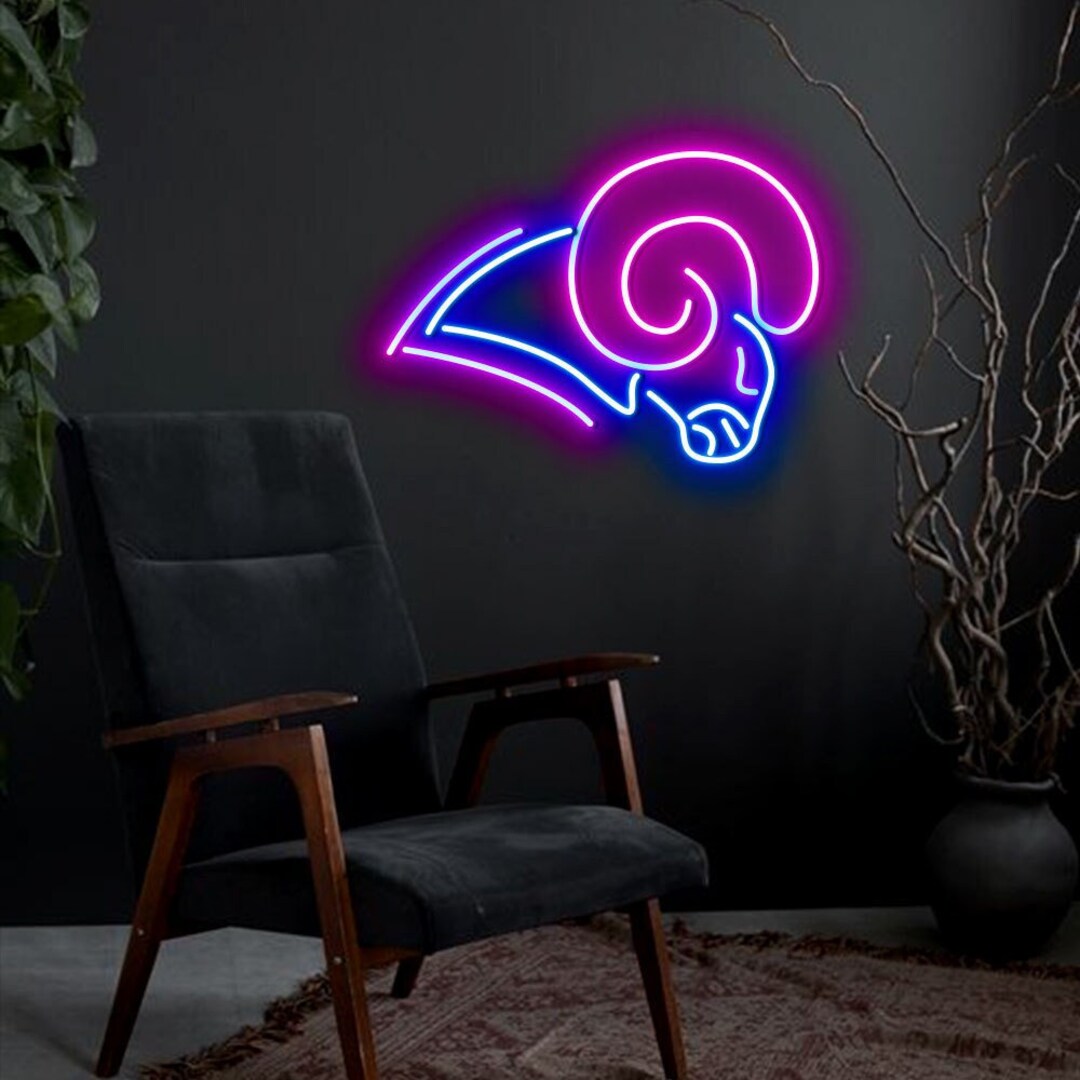 Rams Head Custom Neon Sign LA Rams Wall Art Neon Led Sign Etsy
