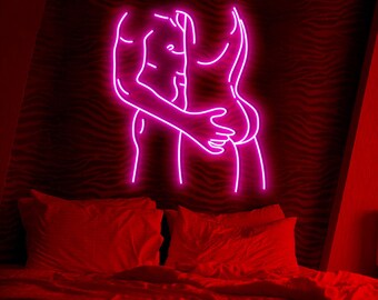 Gay Custom Neon Sign, LGBT Wall Art Neon Led Sign, Naked Gay Neon Sign, Hanging Led Neon Sign Light Gift for Him Gay Couple Room Decor