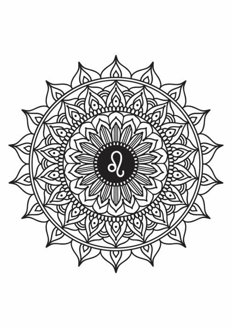 Zodiac Mandala Coloring Pages - Etsy