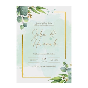 2 stücke hochwertige elegante Aquarell Greenery Rahmen Hochzeit Clipart Karte Digital PNG mit transparentem Hintergrund