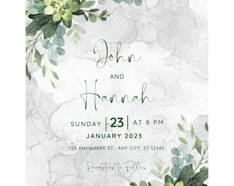 2pcs High Quality Elegant Watercolor Greenery Frame Wedding Clipart Card Digital PNG with transparent background