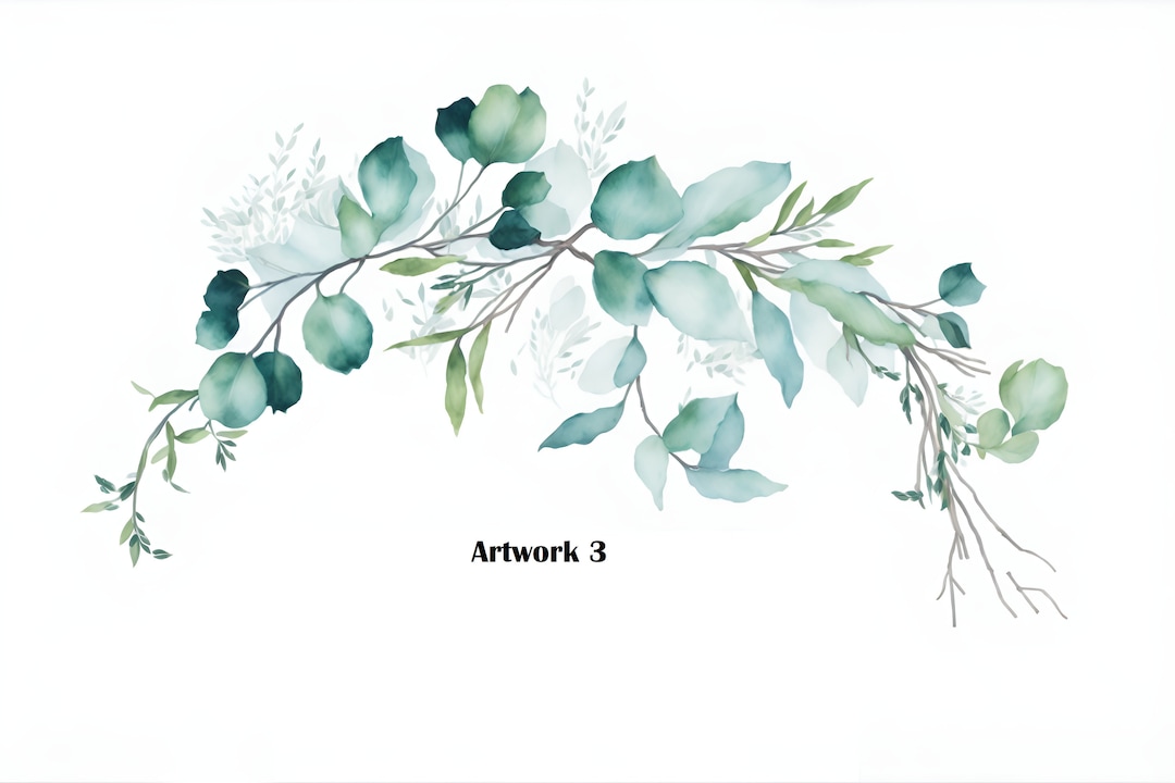 Watercolor Eucalyptus Wreath Clipart: Greenery Wedding Graphics (PNG ...
