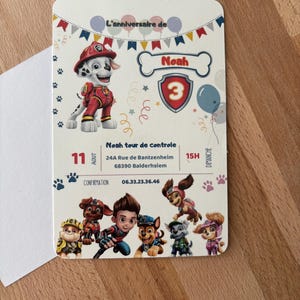 Invitations anniversaire Pat patrouille