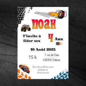 Invitations anniversaire Hotwheels