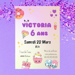 Invitations anniversaire Kawaii