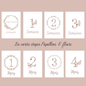 Cartes étapes papillons & fleurs