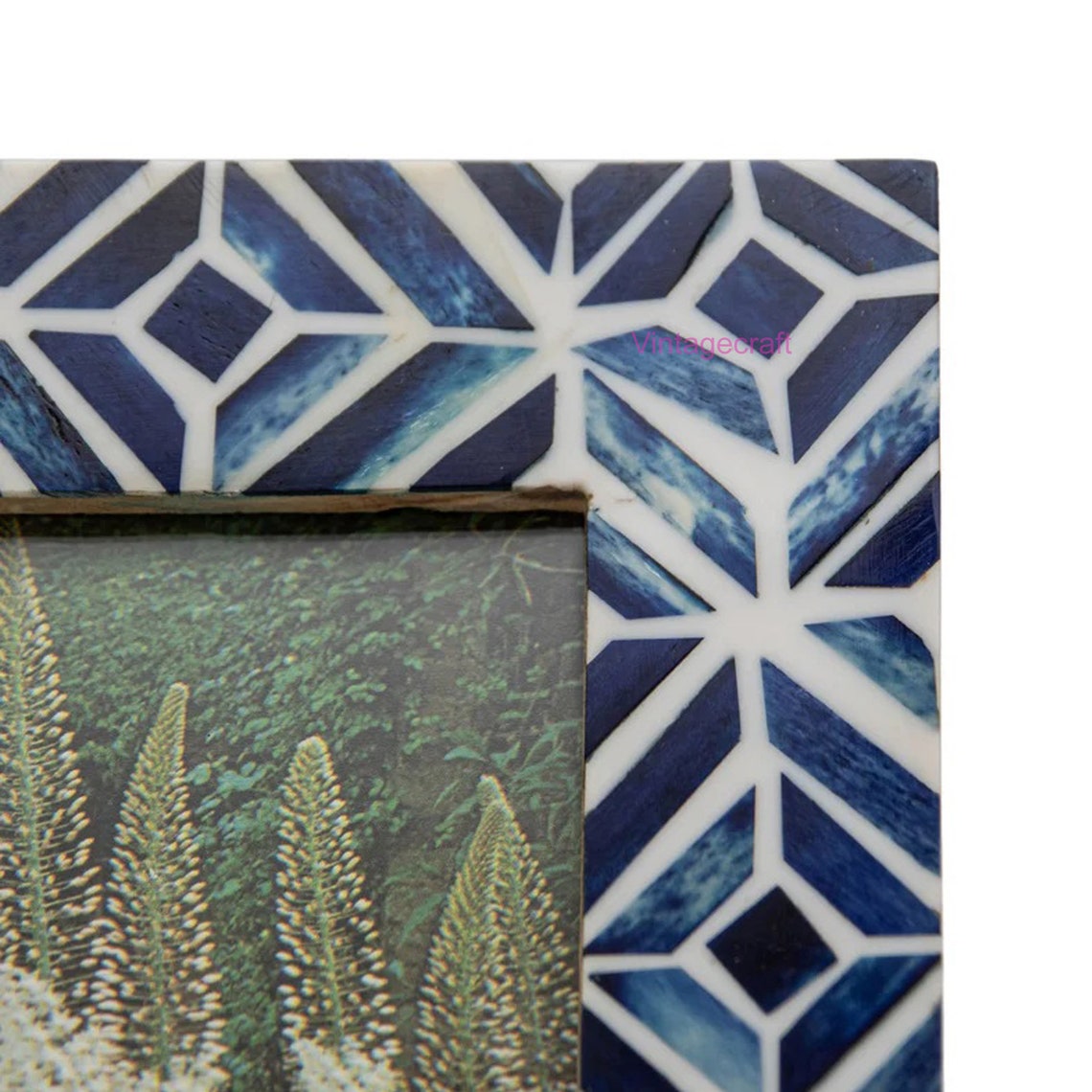 Picture Frame Blue Bone Inlay Photo Frame Vintage Floral Patten ...