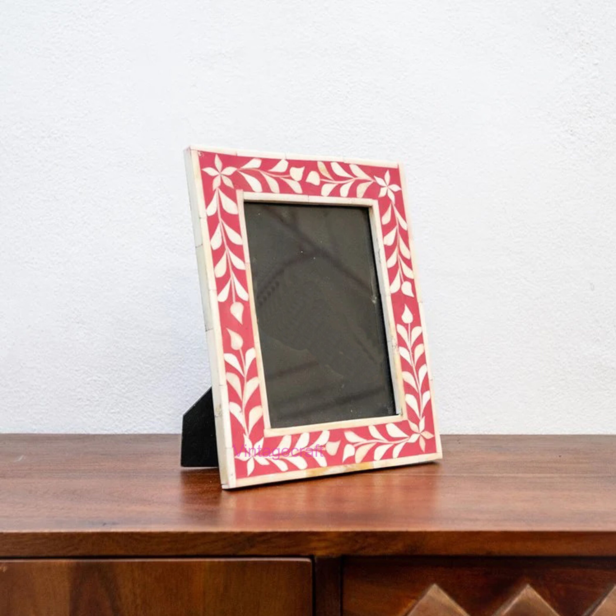 Floral Pattern Bone Inlay Photo Frame Handmade Home Decor Art - Etsy