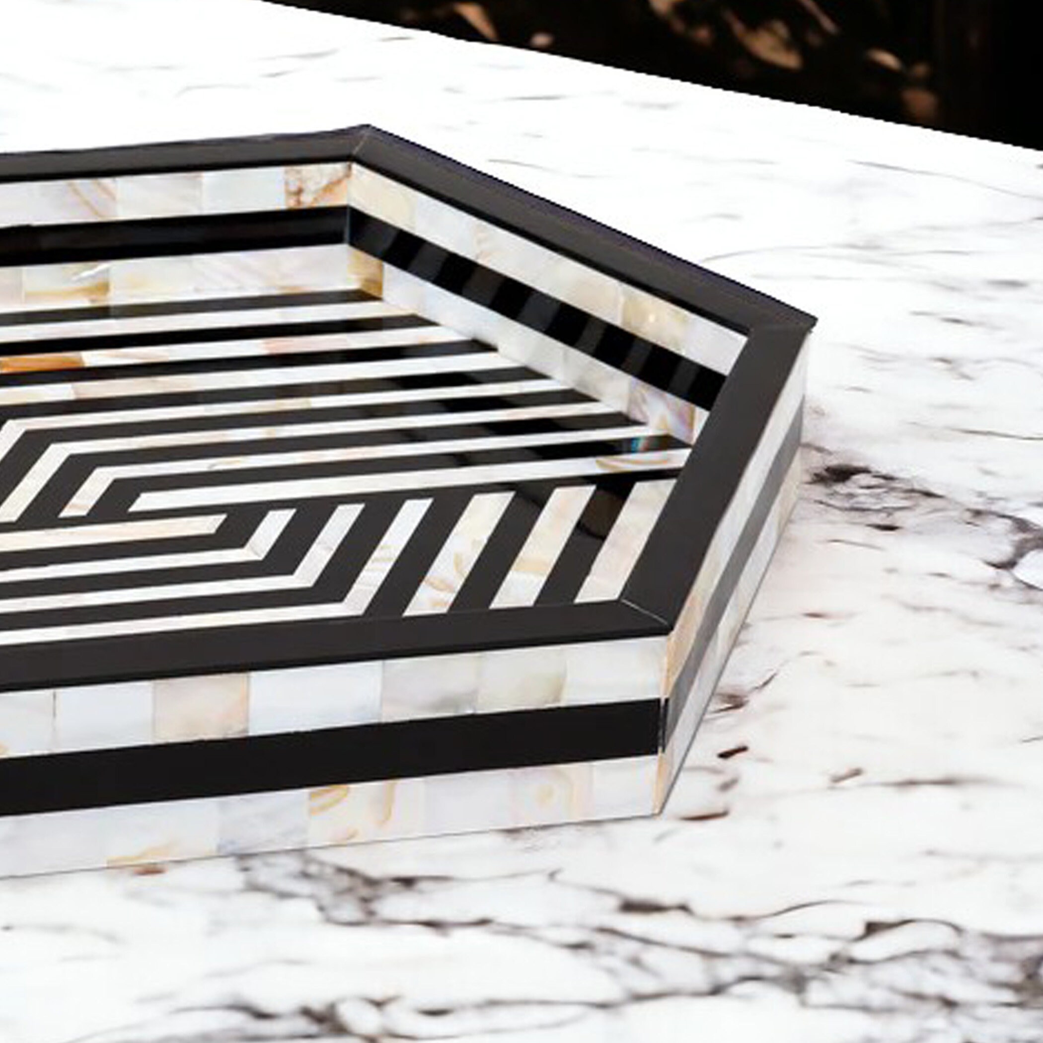 Handmade Mother of Pearl Inlay Unique Pattern Kitchen Serving Tray for ...