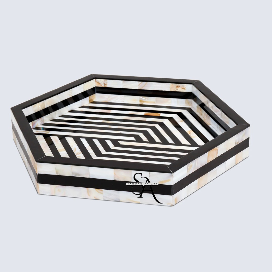 Handmade Mother of Pearl Inlay Unique Pattern Kitchen Serving Tray for ...