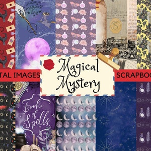Magic Wizard School Digital Paper Design, Instant Download ...