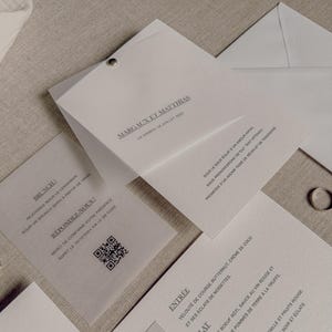 Faire-part Mariage Moderne avec Papier Transparent – Design Élégant et Minimaliste, Papier Haut de Gamme, Puce Dorée, Enveloppe Blanche