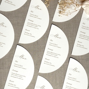 Menu de Mariage Demi-Cercle – Design Élégant et Original – Papeterie Personnalisée