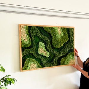 Moss Wall Art, Preserved Moss Decor, Large Wooden Framed Moss Wall Panel, Moss Frame, Green Wall Art, No Maintenance Real Plant Artwork