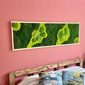 Moss Wall Art, Preserved Moss Decor, Moss Frame, Green Real Plant Wall Decor, Wooden Framed Moss Wall Panel, Pole Moss Artwork