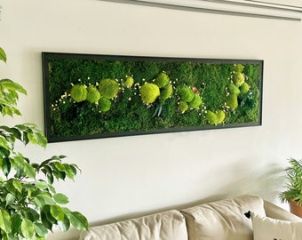 Moss Art, Preserved Moss Wall Art, Wooden Framed Moss Wall Panel, Large Moss Wall Decor, Green Real Plant Wall Art, Preserved Flower Art