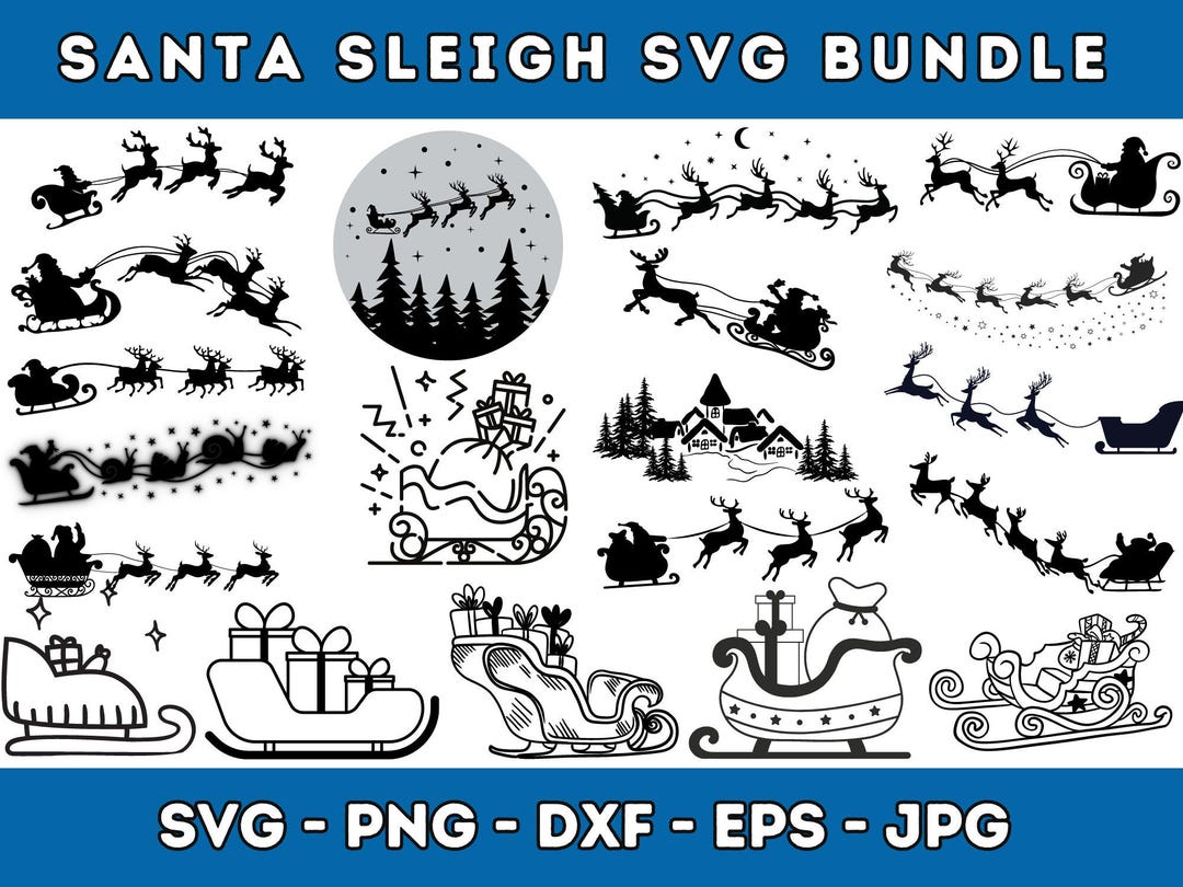 Santa's Sleigh SVG / Sleigh Svg Christmas / Santa and Reindeer ...