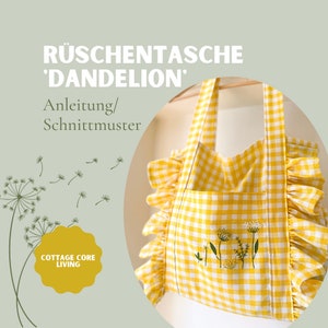 Sewing Pattern for Bag with Ruffles, Zero-waste Sewing-Instructions for a Bag, GERMAN PDF-Sewing-Pattern Bag, Cottage Core Living Bag