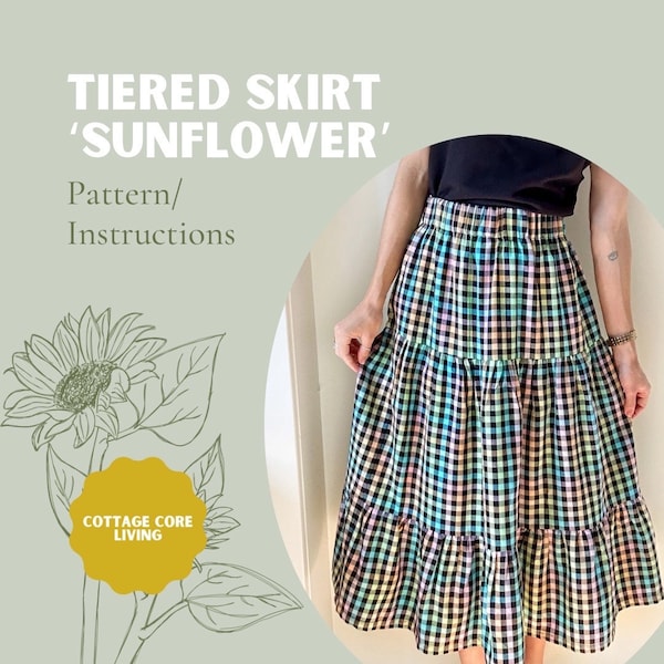 Tiered Skirt Sewing Pattern, Minimal-Waste Sewing Pattern for Tiered Skirt, DIY Ruffle Tiered Skirt, Cottage Core Skirt Pattern, CCL Pattern