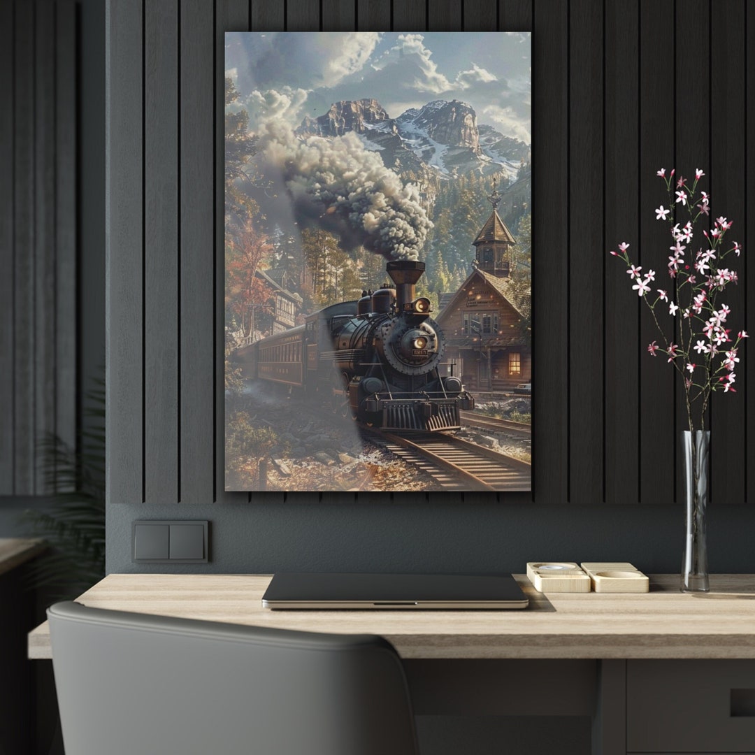 Steam Train vertical Acrylic Prints Perfect Train Print Gift Idea Train ...