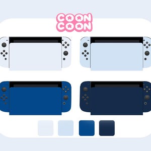 Leuke pastelkleurige Nintendo Switch OLED-skin effen kleur lichtblauw, donkerblauw, oceaanblauw, stickersticker, JoyCon, valentijnscadeauset