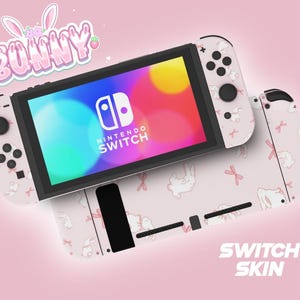 Cute Bunny Switch Skin OLED, Regular, Lite Valentine-cadeauset, Aesthetic Bunny Art Skin, voor switchconsole, cadeau voor gamer, verjaardagscadeau