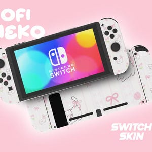 Lofi Neko Cat Switch Skin OLED, Regular, Lite valentijnscadeau, kattenportret, kattenliefhebber cadeau, huisdier schilderij, kleine schilderijen, kattenminiatuur