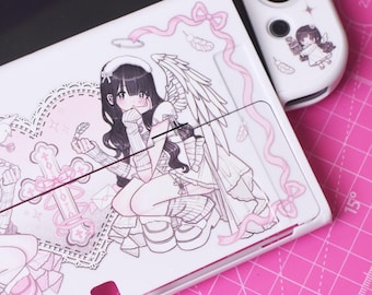 Gemini Angel Switch Hard Case, Valentine Gift Set, Aesthetic Angel, Demon, Magical Theme, Pinky Girl Protective Case