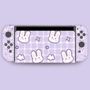 BunBun paarse Switch Skin Gaming Wrap, Rabbit Switch Skin Wrap, gamercadeau, dierencadeau, cadeau voor huisdierenliefhebber, cadeau voor hem