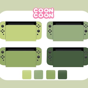 Leuke pastelkleurige Nintendo Switch OLED-huidskleur grasgroen, mosgroen, matchagroen, donkergroen, stickersticker, JoyCon, valentijnscadeauset
