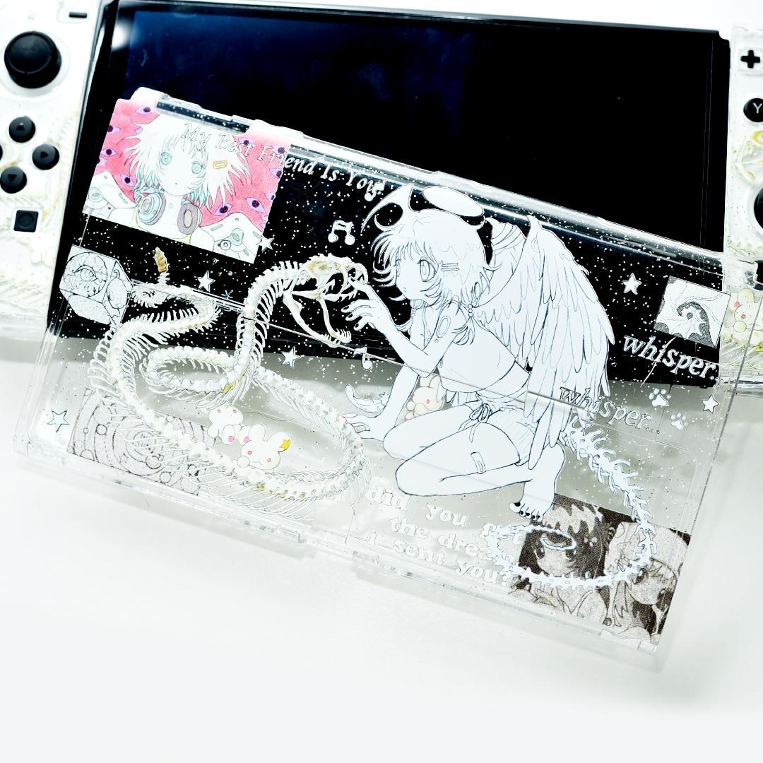 COONCOON X Yogurt Binge Switch Oled Hard Cover Gothic Tattoo Dark Black  Demon Art White Angel Nintendo Gamer Setup