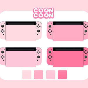 Leuke pastelkleurige Nintendo Switch OLED-skin romantische kleur roze, Barbi-roze, kersenroze, bloesemroze, stickersticker, JoyCon, valentijnscadeauset