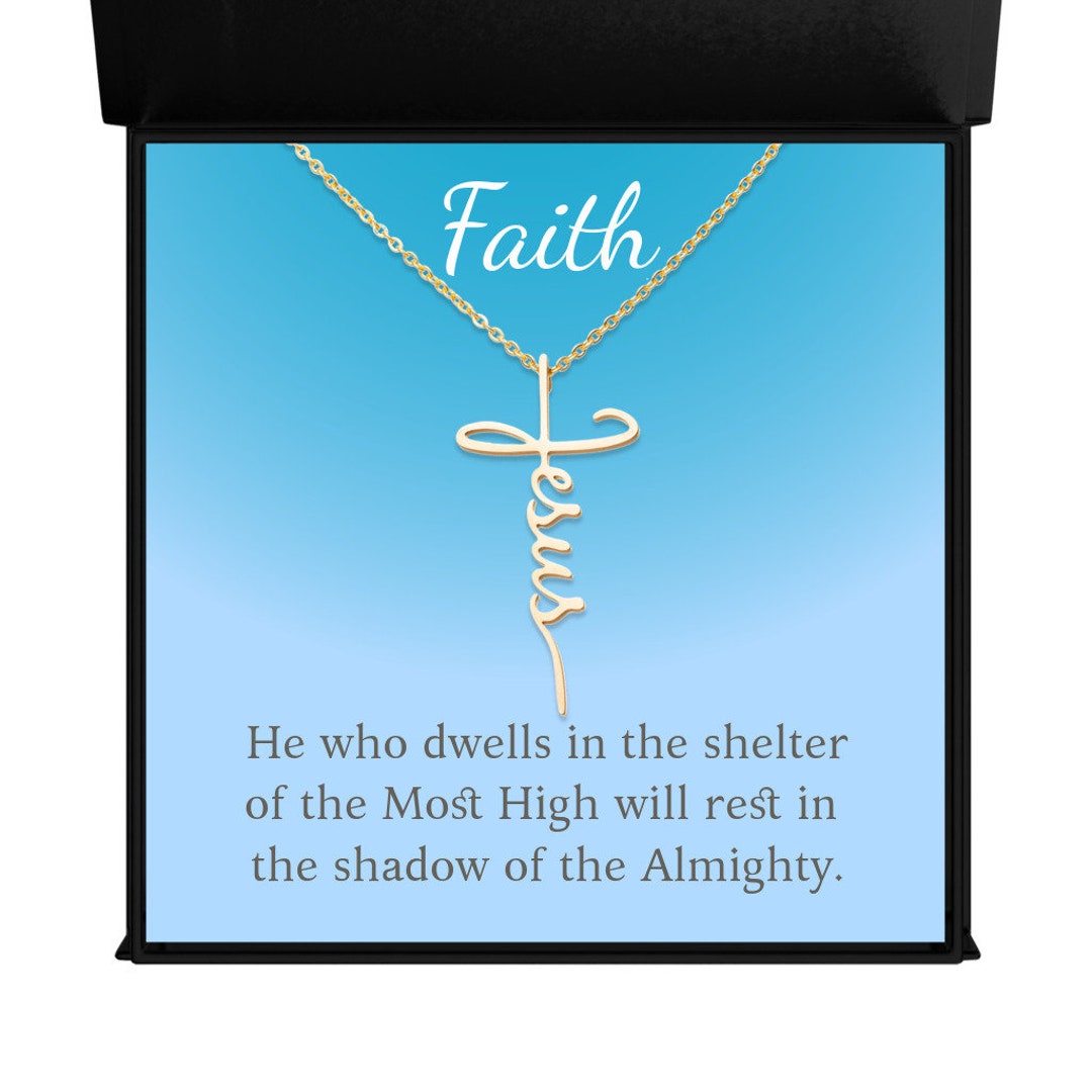 Jesus Cross Necklace Jesus Name Pendant Woman's Etsy