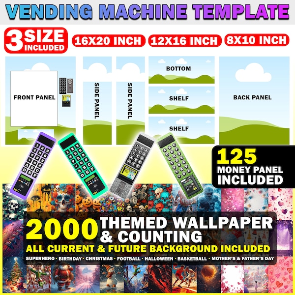 Canva Vending Machine Template | 8X10, 12x16 & 16x20 | Blank Template | 125 Payment Panel PNG | Birthday Gift | 1000+ FREE Wallpapers