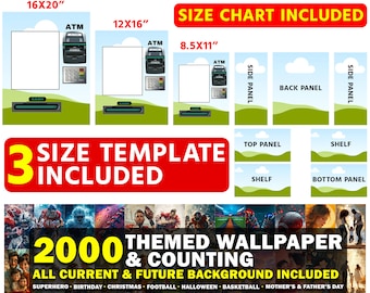 Canva ATM Machine Template, 8.5X11, 12x16 & 16x20 Blank Template, Money Slot Machine Template, DYI Gift Machine Box, 2000+ Background