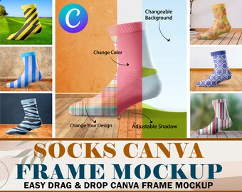 Canva Mockup for Crew Socks AOP Dye Sublimation - Easy Drag-and-Drop Interface to Customize Background and Apply Your Designs