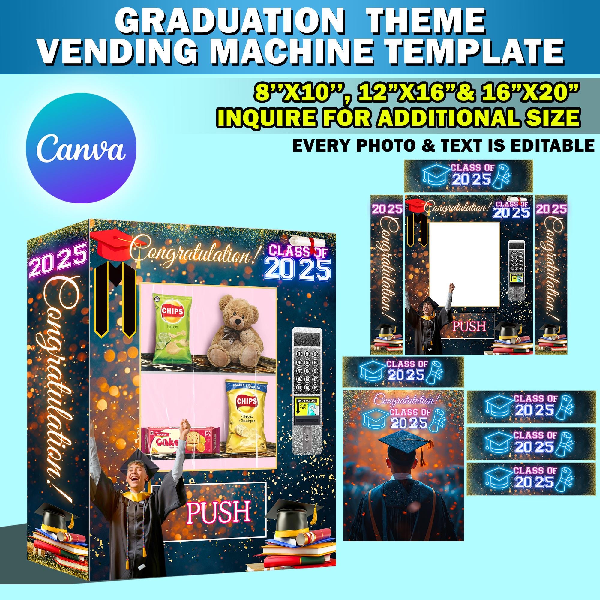 Canva Graduation Vending Machine Template, Editable 2025 Graduation ...