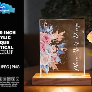 8x10 Inch Acrylic Plaque Vertical Mockup For Dye sublimation Or Vinyl | Add Your Own Design Via Photoshop Smart PSD Object, Canva PNG & JPG