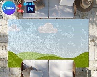 Canva Frame  50x30 Inch Outdoor Rug Mockup | Outdoor Carpet Mockup | Canva Rug Mockup | Drag & Drop To Insert Design Into Canva Rug Frame