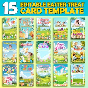 Pacote com 15 modelos de cartões de guloseimas Jumbo editáveis para Páscoa, Canva personalizável 8,5" x 11" e 11" x 17" Cartões de guloseimas de Páscoa DIY