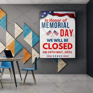 Closed on Memorial Day Sign PRINTABLE Open/closed Memorial - Etsy